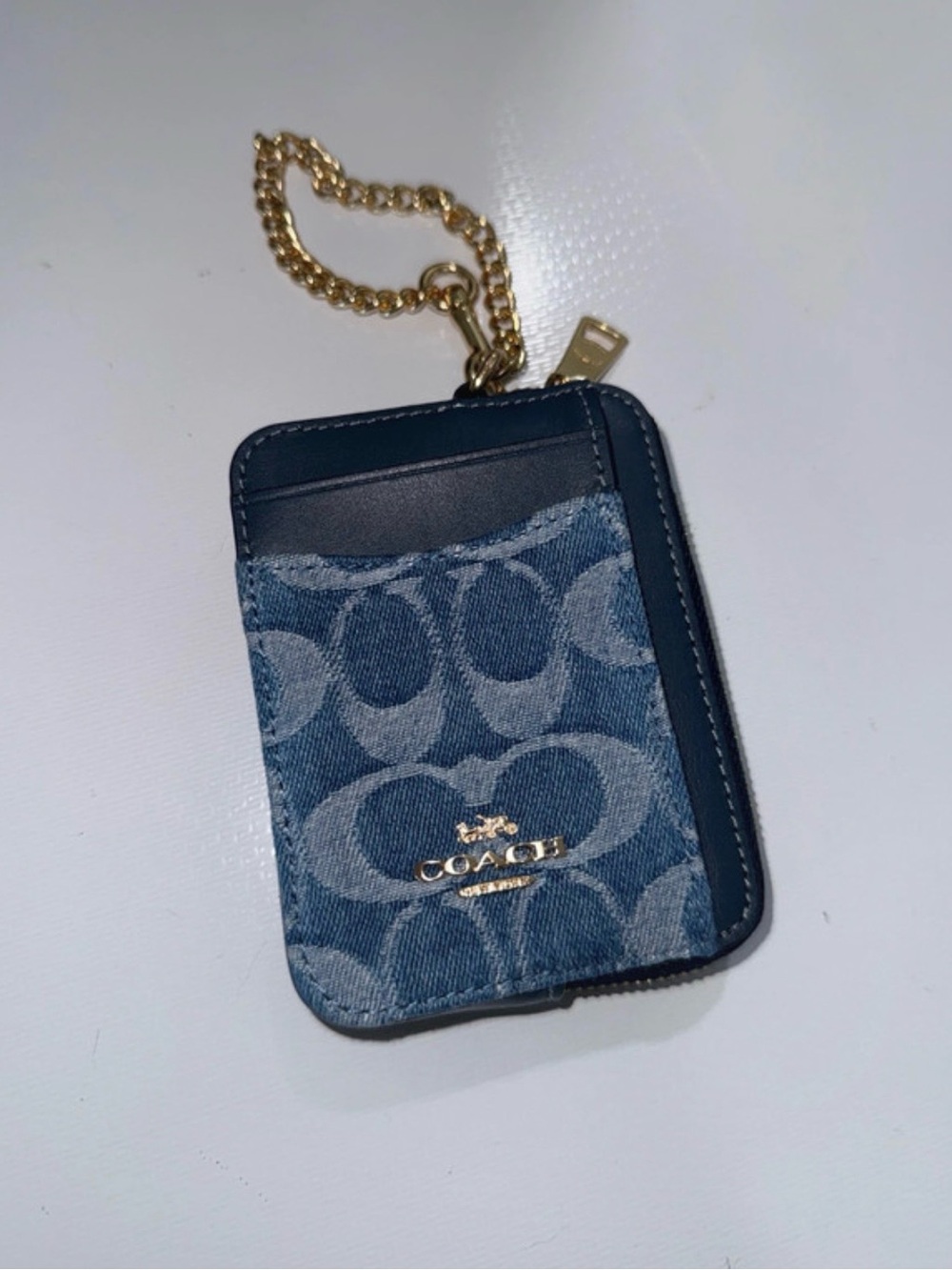 Coach Zip Card Case in Signature Denim